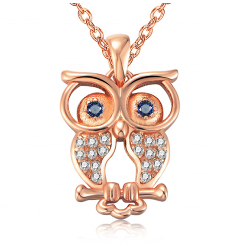 Sterling Silver Gold Plated Necklace Pendant Owl Pendant